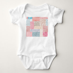 Patchwork-Stil Süßes Doodle-Muster Baby Strampler