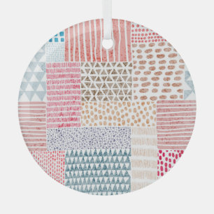 Patchwork-Stil Süßes Doodle-Muster Ornament Aus Glas