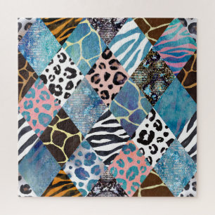 Patchwork-Stil, Wasserfarben-Collage-Muster.