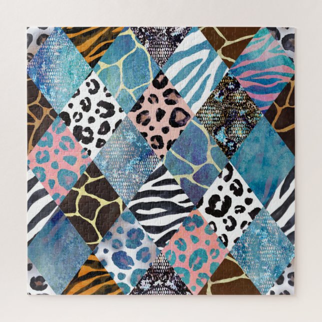 Patchwork-Stil, Wasserfarben-Collage-Muster. (Vertikal)
