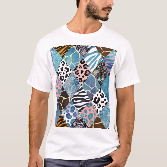 Patchwork-Stil, Wasserfarben-Collage-Muster. T-Shirt (Vorderseite)