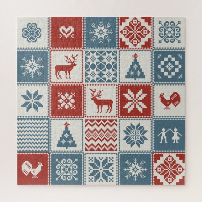 Patchwork-Stil: Weihnachtliches Ornamentmuster (Vertikal)
