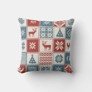 Patchwork-Stil: Weihnachtliches Ornamentmuster Kissen