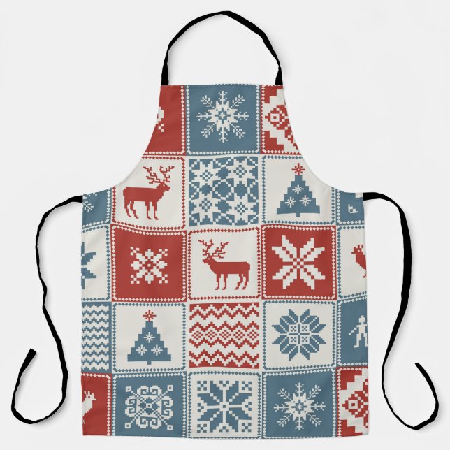 Patchwork-Stil: Weihnachtliches Ornamentmuster Schürze (Vorderseite)