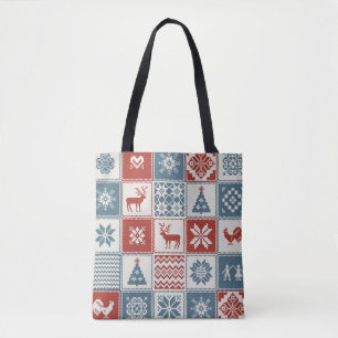 Patchwork-Stil: Weihnachtliches Ornamentmuster Tasche