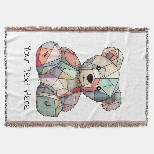 Patchwork Style Baby Bear & Heart Motif Decke (Vorderseite)