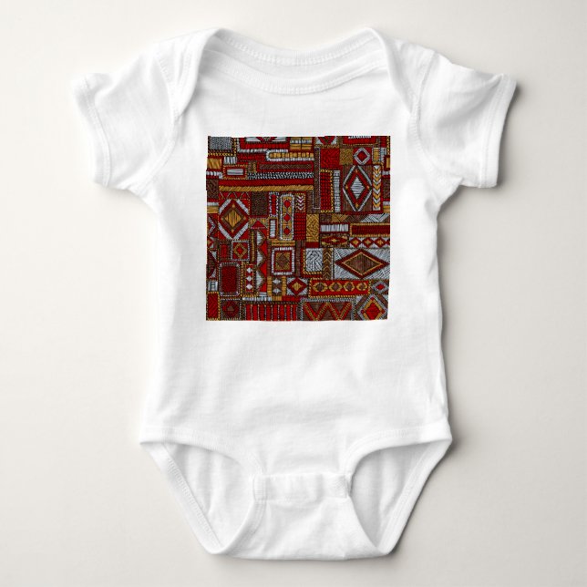 Patchwork Style bestickt Ethnic Print Baby Strampler (Vorderseite)