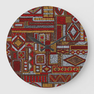 Patchwork Style bestickt Ethnic Print Große Wanduhr
