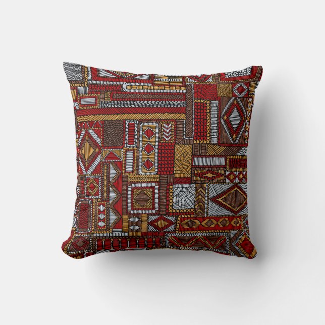 Patchwork Style bestickt Ethnic Print Kissen (Vorderseite)
