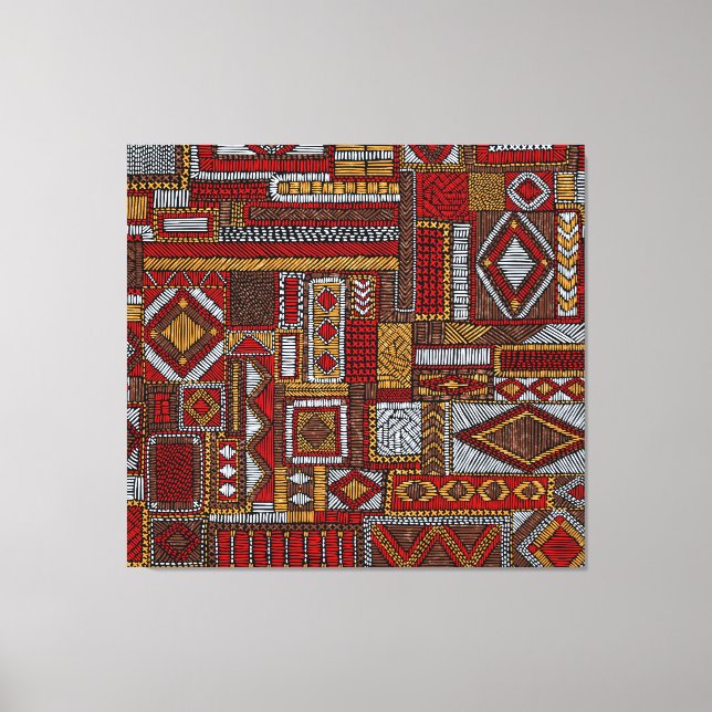 Patchwork Style bestickt Ethnic Print Leinwanddruck (Vorderseite)