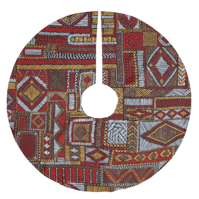 Patchwork Style bestickt Ethnic Print Polyester Weihnachtsbaumdecke (Vorderseite)