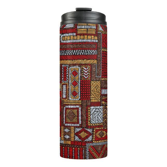 Patchwork Style bestickt Ethnic Print Thermosbecher (Vorderseite)