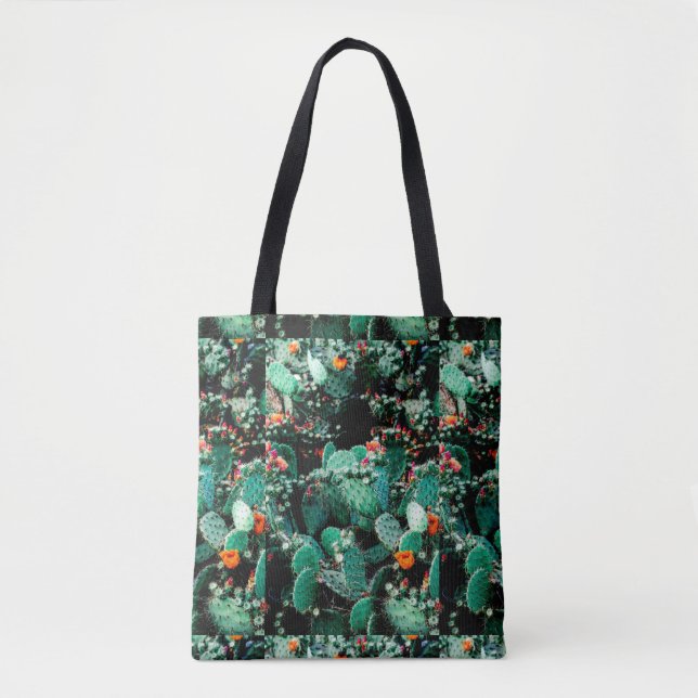 Patchwork Style Cactus Tote Bag Tasche (Vorderseite)