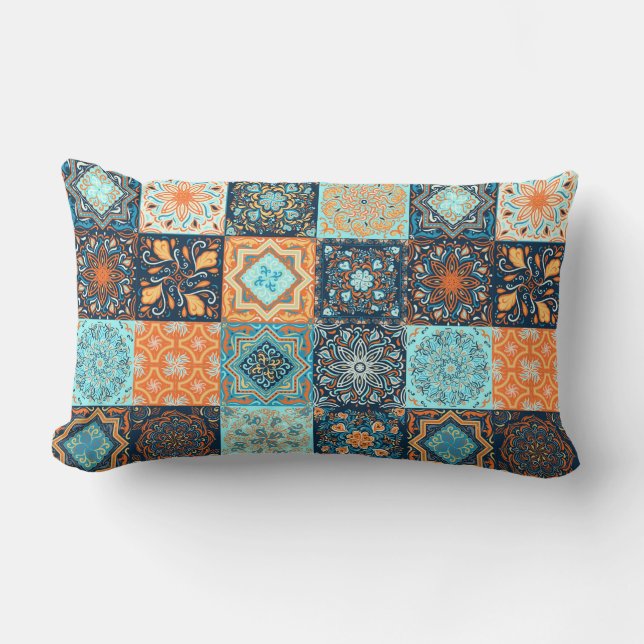 Patchwork Style. Nahtloses Muster aus 16 dekorativ Lendenkissen (Vorderseite)