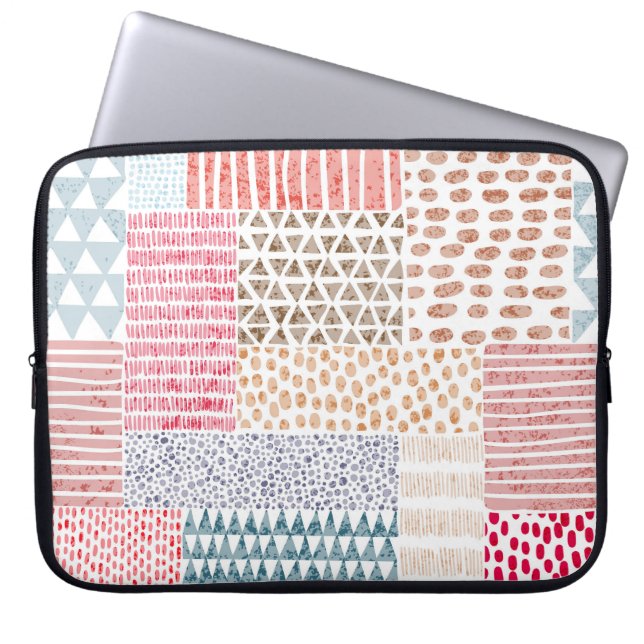 Patchwork Style Niedlich Doodle Muster Laptopschutzhülle (Vorderseite)