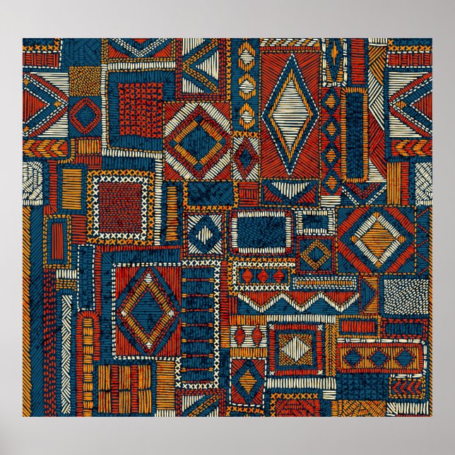 Patchwork Style Stilbestickt Vintag Poster (Vorne)