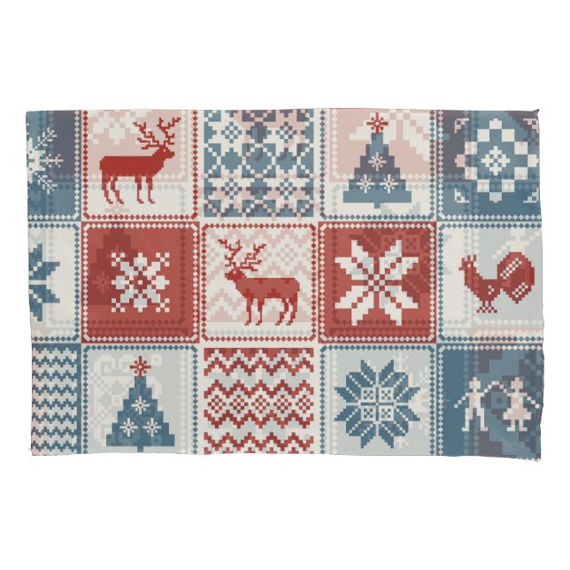 Patchwork Style: Weihnachts-Ziermuster Kissenbezug (Vorderseite)