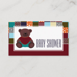 Patchwork Teddy Bear, Baby shower Invitation de bi