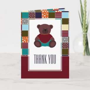 Patchwork Teddy Bear, Babydusche Vielen Dank Dankeskarte