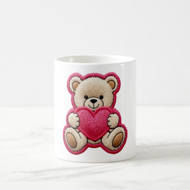 Patchwork-Teddybär mit Herz Kaffeetasse (Mittel)