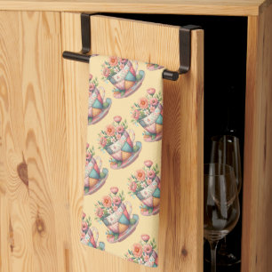 Patchwork-Teetasse mit fantastischen Blumen Geschirrtuch