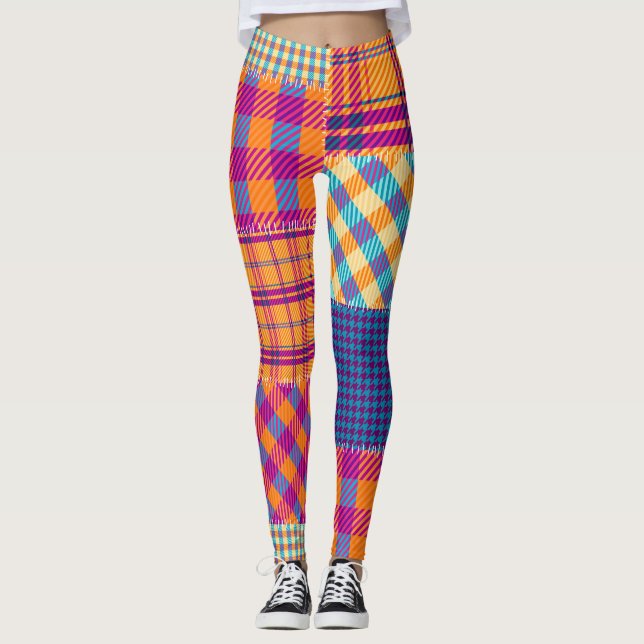 Patchwork-Textil: nahtloses Vintage-Muster. Leggings (Vorderseite)