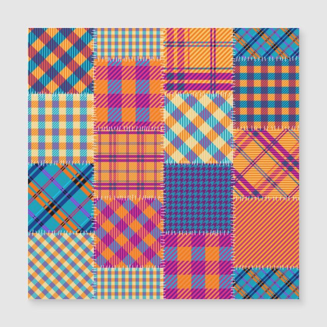 Patchwork-Textil: nahtloses Vintage-Muster. Magnetkarte (Vorderseite)