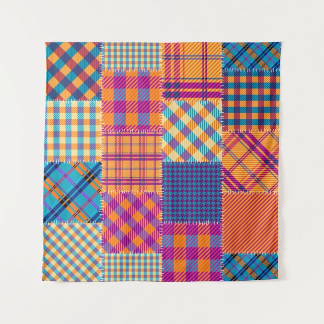 Patchwork-Textil: nahtloses Vintage-Muster. Wandteppich (Vorderseite)
