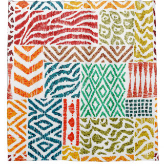 Patchwork Texturen: HandGezeichnet Tierdrucke Duschvorhang