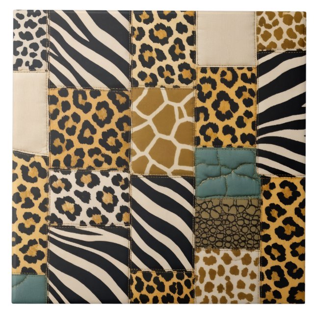 Patchwork-Tierprint Fliese (Vorderseite)