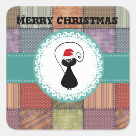 Patchwork trendy niedlicher Weihnachtsurlaub Quadratischer Aufkleber
