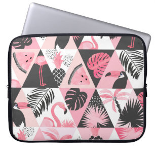 Patchwork Tropical: Flamingo Watermelon Nahtlos. Laptopschutzhülle