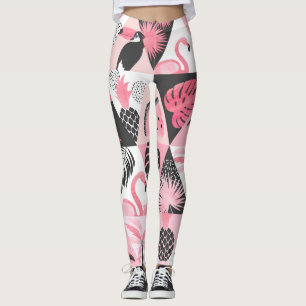 Patchwork Tropical: Flamingo Watermelon Nahtlos. Leggings