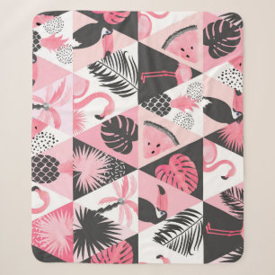 Patchwork Tropical: Flamingo Watermelon Nahtlos. Sherpadecke