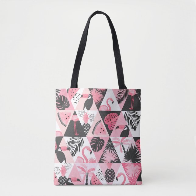 Patchwork Tropical: Flamingo Watermelon Nahtlos. Tasche (Vorderseite)