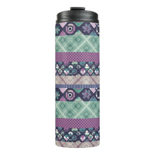 Patchwork verzierte Linien friedet Textil Boho Vin Thermosbecher