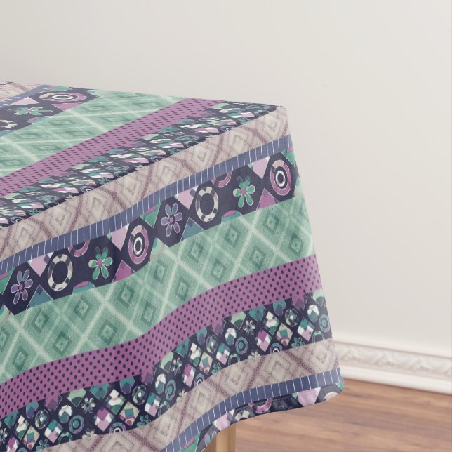 Patchwork-Verzierungslinien friedens Textil Boho V Tischdecke (Beispiel)
