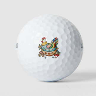 Patchwork Vintage Hen Quilted Chicken Thrifty Golfball