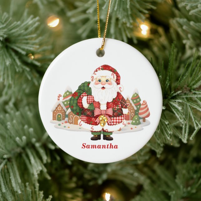 Patchwork Weihnachten Keramik Ornament (Baum)