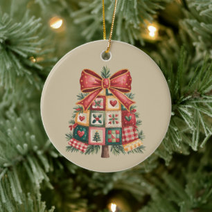 Patchwork-Weihnachtsbaum Coquette Weihnachten Feri Keramik Ornament