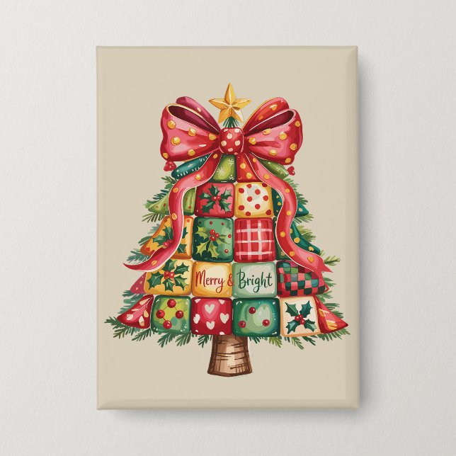 Patchwork Weihnachtsbaum Coquette Xmas Tree Button (Vorderseite)