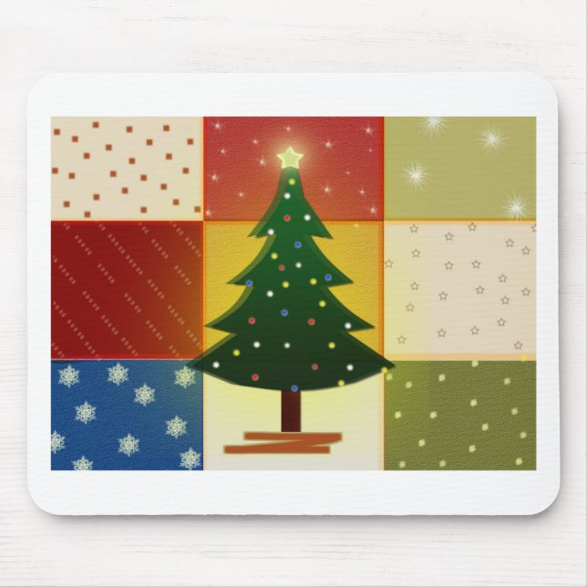 Patchwork-Weihnachtsbaum Mousepad (Vorne)