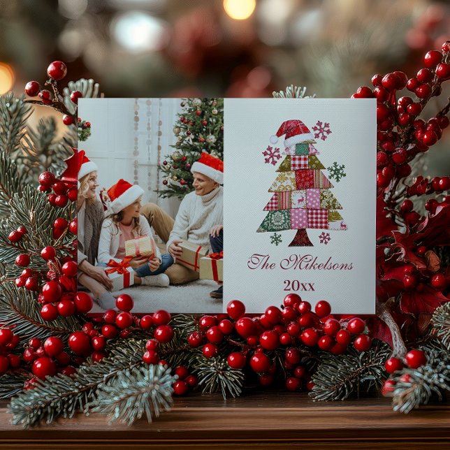Patchwork-Weihnachtsbaum Preppy Feiertagskarte (Von Creator hochgeladen)