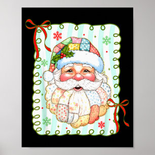 Patchwork-Weihnachtsmann-Gesicht Coquette Frohe We Poster