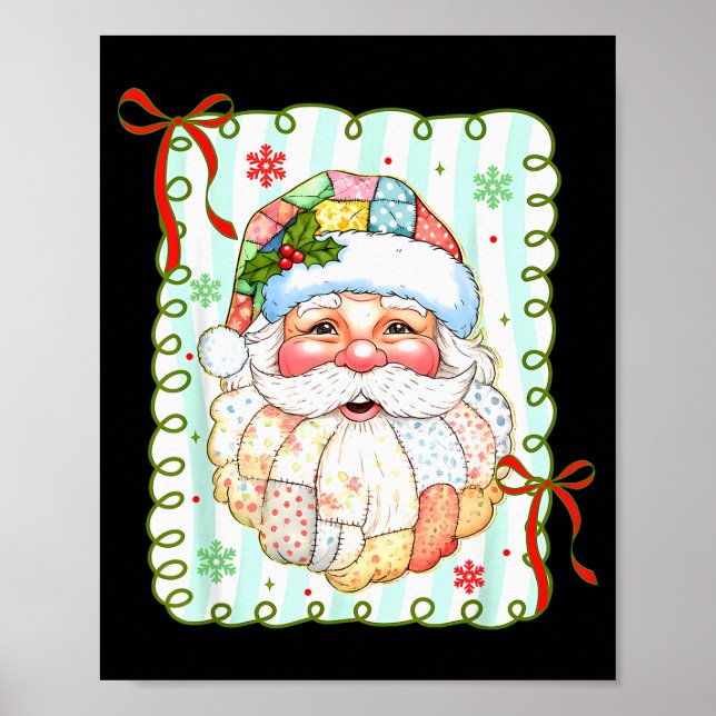 Patchwork-Weihnachtsmann-Gesicht Coquette Frohe We Poster (Vorne)