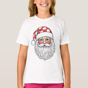 Patchwork-Weihnachtsmann-Gesicht-Doodle-Art-Stift- T-Shirt