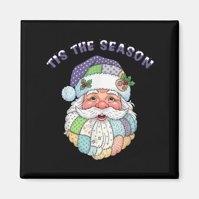 Patchwork-Weihnachtsmann-Gesicht Preppy-Mädchen-We Magnet (Vorne)