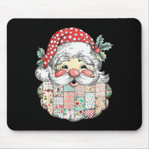 Patchwork-Weihnachtsmann-Gesicht Vintage Frohe Wei Mousepad