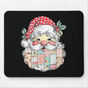 Patchwork-Weihnachtsmann-Gesicht Vintage-Weihnacht Mousepad