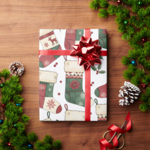 Patchwork-Weihnachtsstrümpfe Rot Grün Weiß Geschenkpapier